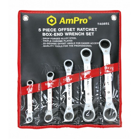 Набор трещоточных ключей 6-22 мм 5 предметов AmPro T40891