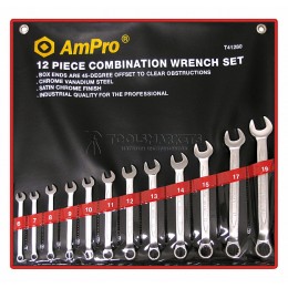 Заказать Набор ключей комбинированных c изогнутой головкой 12 предметов 6-19 мм AmPro T41280 отпроизводителя AmPro