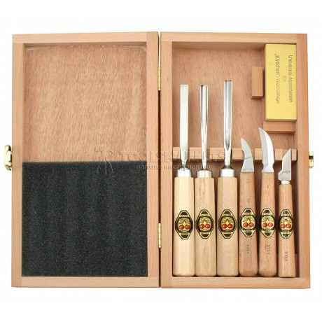 Набор инструментов для резьбы по дереву в деревянной коробке 7 предметов KIRSCHEN KR-3437000