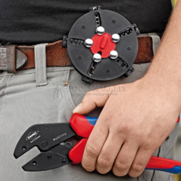 Обжимные клещи с магазином для смены плашек MultiCrimp® 0,5 - 6,0 mm², 250 мм KNIPEX KN-973302