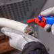 Нож для кабеля KNIPEX с "пяткой", с трещоткой, 146 мм, 2К ручка KN-1650145SB