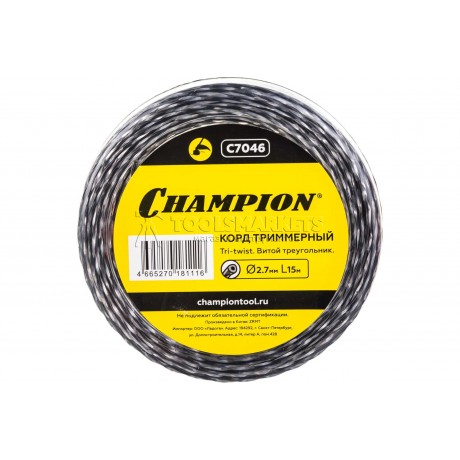 Корд триммерный CHAMPION Tri-twist 2.7мм*15м витой треугольник C7046