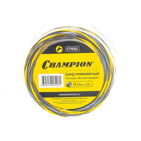 Корд триммерный CHAMPION Tornado 3.0мм* 12м витой квадрат C7052