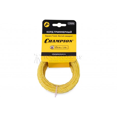 Корд триммерный CHAMPION Square Twist 2.0мм *15м витой квадрат в мотке C7078