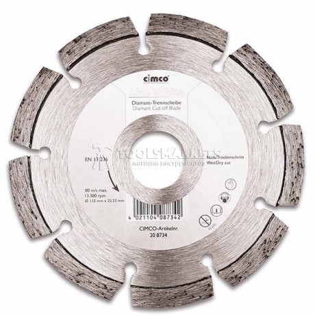 Алмазные отрезные диски CIMCO, белая линия 115 мм CIMCO 20 8734