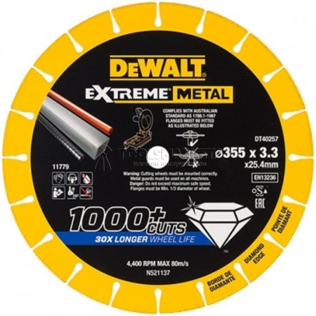 Алмазный диск отрезной по металлу 355x25мм DEWALT DT40257-QZ