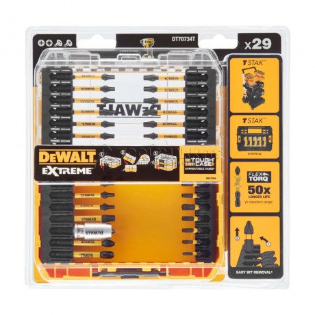 Набор бит и насадок DEWALT EXTREME FlexTorq 29 предметов в футляре DT70734T-QZ