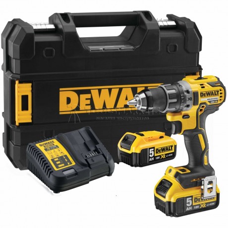 Аккумуляторная дрель-шуруповерт DEWALT DCD791P2, 18 В, 2000 об/мин, с 2 АКБ 5 Ач и ЗУ, в кейсе TSTAK DCD791P2-QW