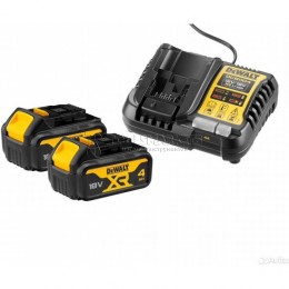 Набор DEWALT: 2 АКБ DCB182, Li-Ion, 18 В, 4 Ач и зарядное устройство DCB1104, 12/18 В, 4 А DCB1104M2-QW