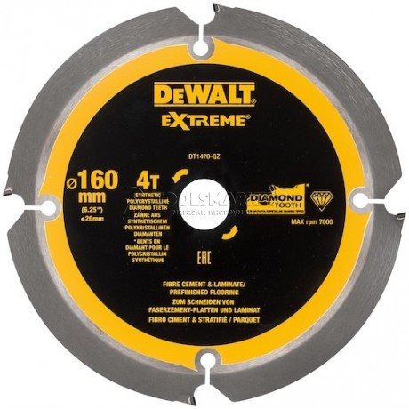 Пильный диск по фиброцементу 160x20mm x4T DT1470-QZ DEWALT Пильный диск по фиброцементу 160x20mm x4T DT1470-QZ DEWALT