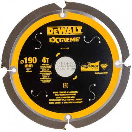 Пильный диск по фиброцементу DEWALT 190х4тх30 мм Extreme DT1472-QZ