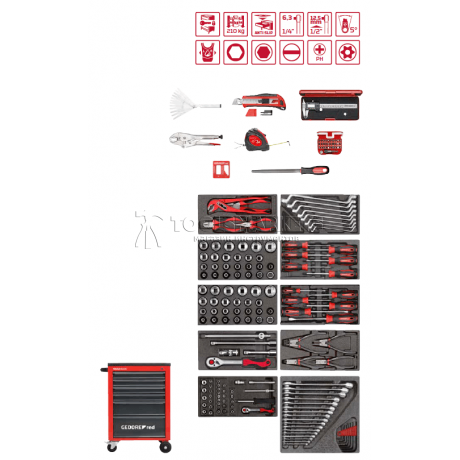 Рабочая тележка MECHANIC красная с набором 160 предметов R21560002 GEDORE RED 3301668