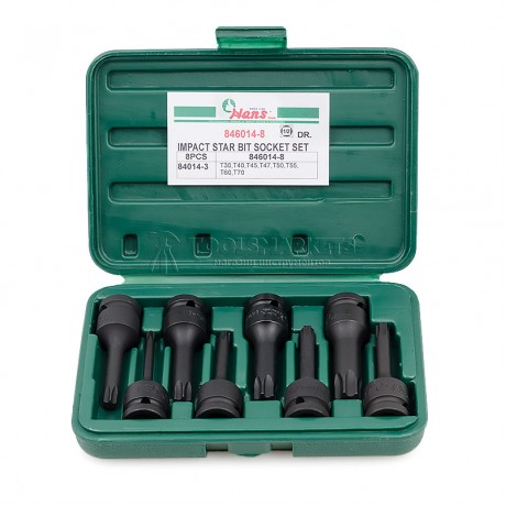 Комплект ударных бит Torx 1/2" T30-T70 8 предметов HANS 846014-8