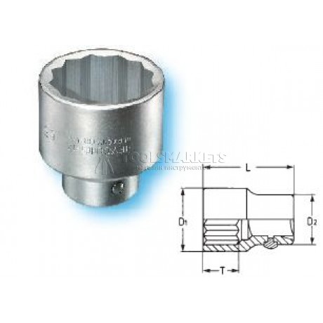Торцевая головка 65 мм 1" двойной шестигранник HEYCO HE-00105006580