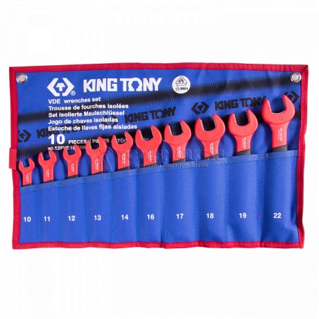 Набор рожковых диэлектрических ключей, 10-22 мм, чехол из теторона, 10 предметов KING TONY 12FVE10MRN