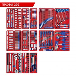 Заказать Набор инструментов 299 предметов, "ПРОФИ 299", для тележки, 14 ложементов МАСТАК 5-00299 отпроизводителя МАСТАК