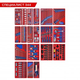 Заказать Набор инструментов 344 предмета, "СПЕЦИАЛИСТ 344", для тележки, 18 ложементов МАСТАК 5-00344 отпроизводителя МАСТАК