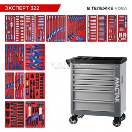 Заказать Набор инструментов 323 предмета, "ЭКСПЕРТ 322", в серой тележке МАСТАК 50-07322G отпроизводителя МАСТАК
