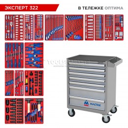 Заказать Набор инструментов 323 предмета, "ЭКСПЕРТ 322", в серой тележке МАСТАК 52-07322G отпроизводителя МАСТАК