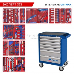 Заказать Набор инструментов 323 предмета, "ЭКСПЕРТ 323", в синей тележке МАСТАК 52-07323B отпроизводителя МАСТАК