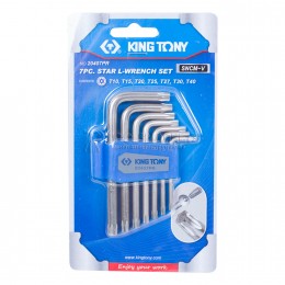 Заказать Набор Г-образных Torx, T10H-T40H, короткие, с отверстием, 7 предметов KING TONY 20407PR отпроизводителя KING TONY