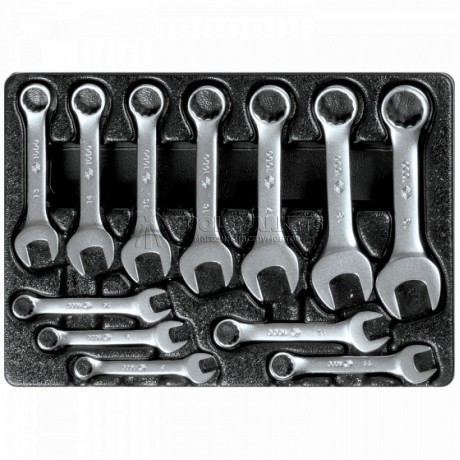 Набор комбинированных укороченных ключей, 8-19 мм, ложемент, 12 предметов KING TONY 9-1282MR