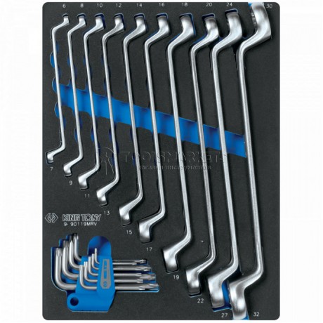 Набор накидных ключей и Torx L-образных, ложемент, 19 предметов KING TONY 9-90119MRV