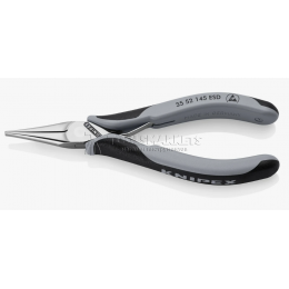 Длинногубцы захватные для электроники Knipex ESD, антистатические, плоские губки, 145 мм, 2-комп ручки KN-3552145ESD