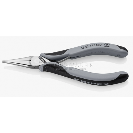 Длинногубцы захватные для электроники Knipex ESD, антистатические, плоские губки, 145 мм, 2-комп ручки KN-3552145ESD
