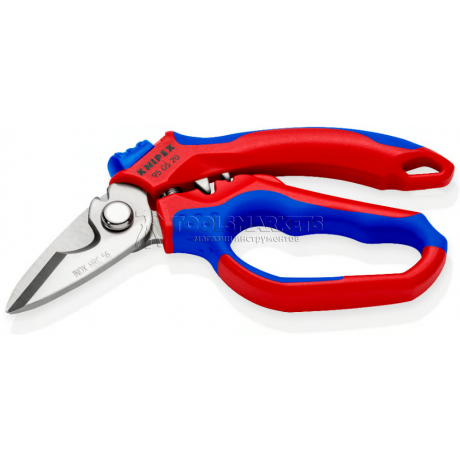 Ножницы электрика Knipex угловые, обжим концевых гильз: 0.5–6 мм и 10–25 мм, 160 мм, нержавеющие, 2-компонентные ручки, SB KN-950520SB