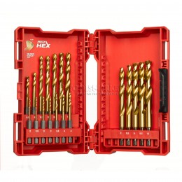Набор сверл по металлу Milwaukee RedHEX™ HSS-TiN набор 19 предметов (2-10мм) GEN II 4932493866