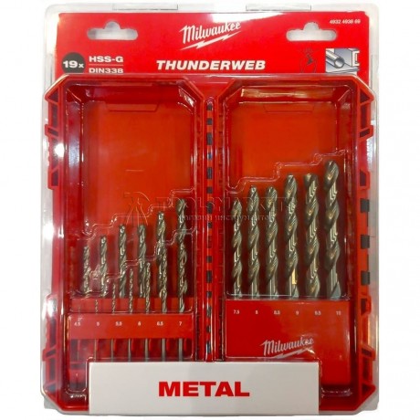 Набор сверл по металлу Milwaukee THUNDERWEB™ HSS-G набор 19 предметов (1-10мм) GEN III 4932493869