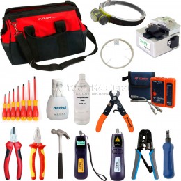 Набор инструментов для монтажа оптического кабеля и витой пары в рюкзаке SK-RST-1R