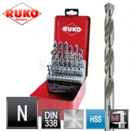 Набор сверл RUKO дюймовых DIN 338 тип N HSS-G, 29 предметов 214851