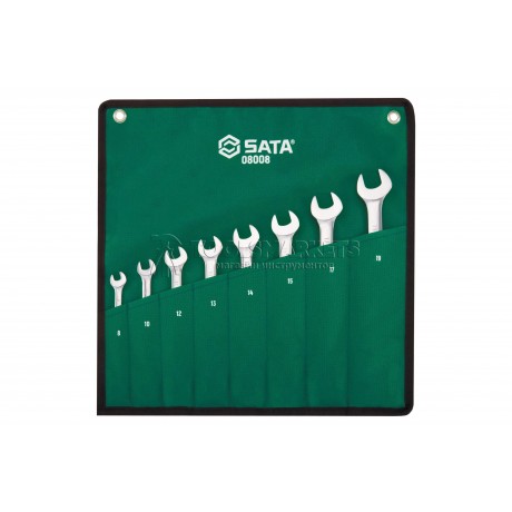 Набор ключей 8 предметов, комбинированные храповые, полированные SATA 08008