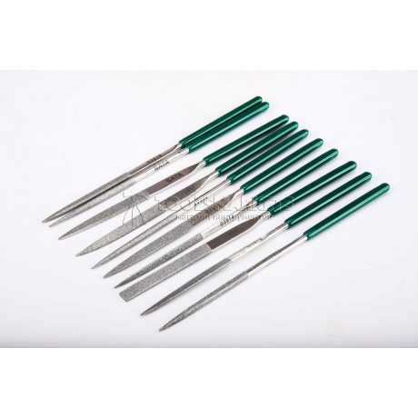 Набор надфилей 10 предметов, 3х140мм, прямые, синтетический алмаз, сталь 45 SATA 03810