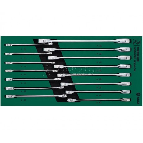 Набор ключей SATA 19 предметов, комбинированные, храповые, ложемент 09908