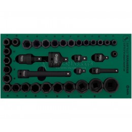 Набор головок SATA 36 предметов, 1/2", 3/8", ударные метрические, ложемент 09914
