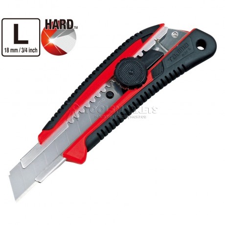 Нож LC561RHSB GR в чехле 18 мм с обрезиненным корпусом с винтовым стопором TAJIMA LC561RHSBL