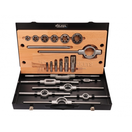 Набор метчиков и плашек VOELKEL NPT 1/8-1.0 HSS-G 20 предметов VL-48025