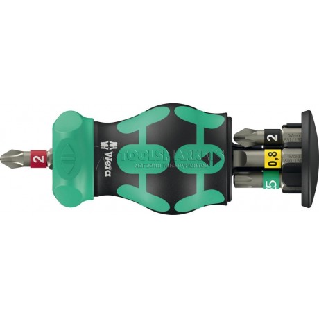 Короткая отвертка-битодержатель с трещоткой WERA 1/4" Kraftform Kompakt Stubby Magazin RA 2 6 предметов WE-008892 Короткая отвертка-битодержатель с трещоткой WERA 1/4" Kraftform Kompakt Stubby Magazin RA 2 6 предметов WE-008892