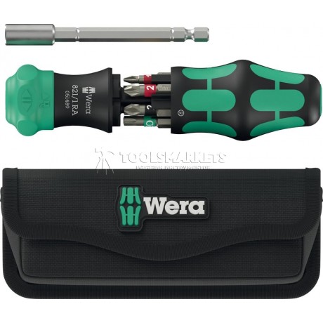 Набор бит с отверткой-битодержателем с чехлом WERA, Kraftform Kompakt 28 RA 6 предметов WE-051520