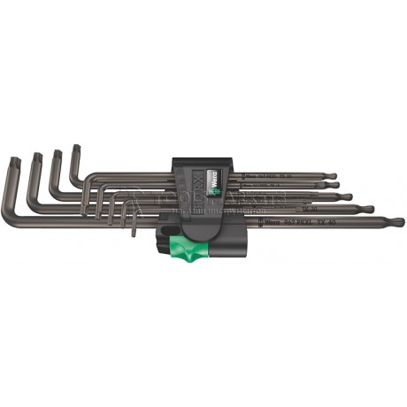 Набор Г-образных ключей WERA 967/9 TX XL 1 TORX® , цинковое фосфатирование, удлиненный 9 предметов WE-024460