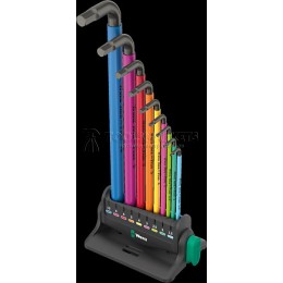 Набор Г-образных ключей WERA 950/9 Hex-Plus Multicolour 3 метрические размеры, BlackLaser, 9 предметов WE-133165