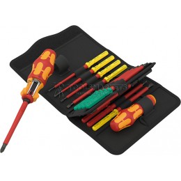 Набор насадок с отвёрткой-битодержателем WERA Kraftform Kompakt VDE 17 RA 1 Tool Finder c трещоткой, 17 предметов WE-006618