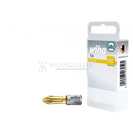 Бита TiN Torsion PH2x25 в пластиковой упаковке 2 предмета Wiha 07828