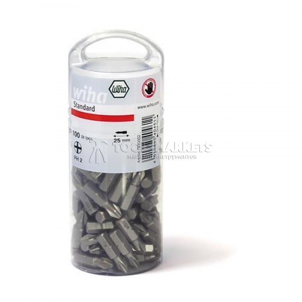 Набор бит Standard 25 мм Pozidriv, 100 предметов, 1/4", в большой упаковке серия 7929ZPZ WIHA WH-40462 Набор бит Standard 25 мм Pozidriv, 100 предметов, 1/4", в большой упаковке серия 7929ZPZ WIHA WH-40462