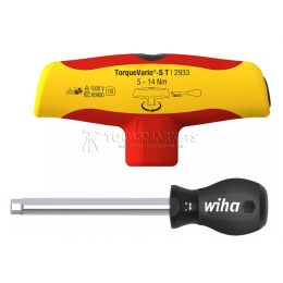 Динамометрическая отвертка с Т-образной рукояткой TorqueVario-S electric Регулируемое ограничение крутящего момента 5-14 Nm, 6 mm серия 2933 WIHA WH-43177