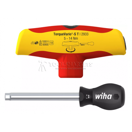 Динамометрическая отвертка с Т-образной рукояткой TorqueVario-S electric регулируемое ограничение крутящего момента 5-14 Nm, 6 mm серия 2933 WIHA WH-43177