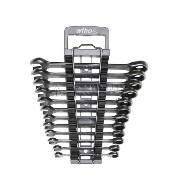 Набор из 12 гаечных ключей комбинированных с 12-гранной трещоткой, в держателе, диапазон размеров 8-19 мм серия 915 WIHA WH-44665 Набор из 12 гаечных ключей комбинированных с 12-гранной трещоткой, в держателе, диапазон размеров 8-19 мм серия 915 WIHA WH-44665